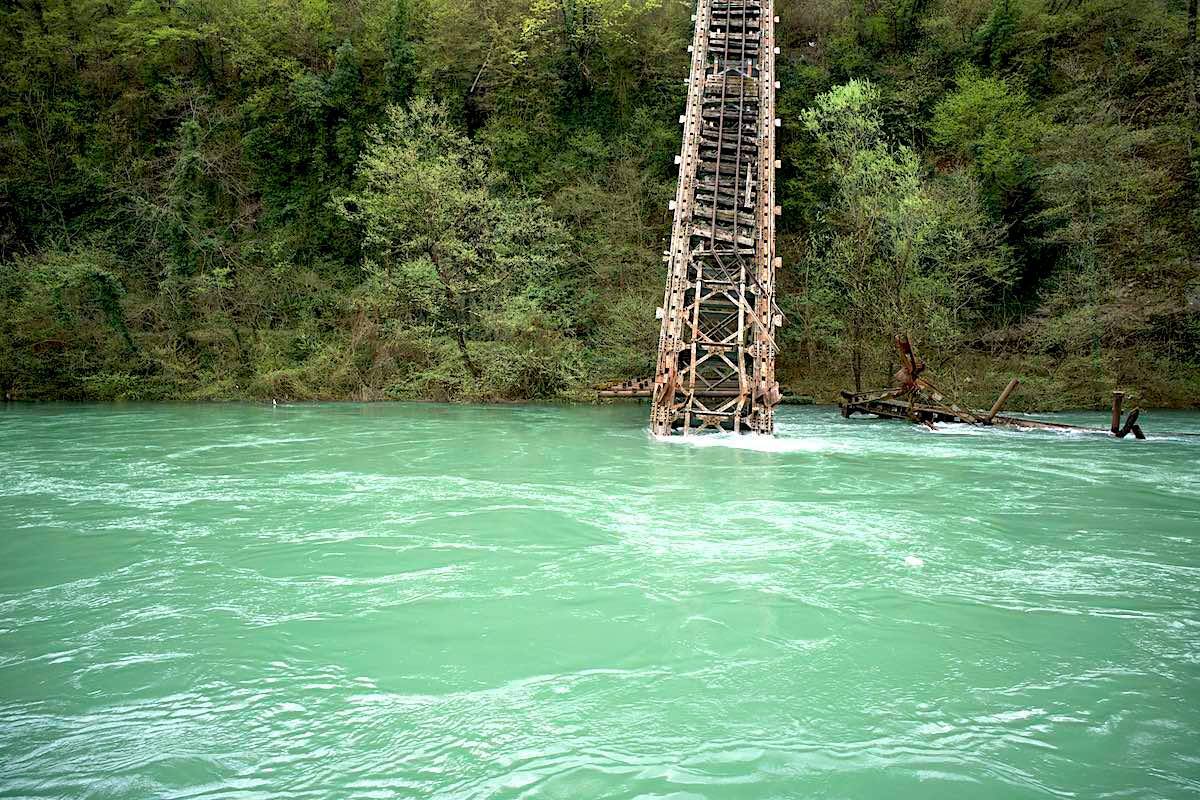 left as reminder, lost track #81, b&h, 2018 (this bridge was destroyed in the balkan war. it is left as a reminder and movie location)