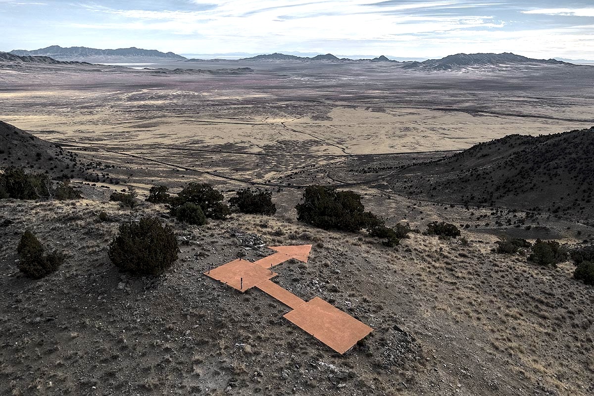 broken arrow, leftscape #13, usa, 2017 (concrete arrow from the 1920s aviation navigation system for night flights of air mail planes. light towers every 10 miles guided from coast to coast)