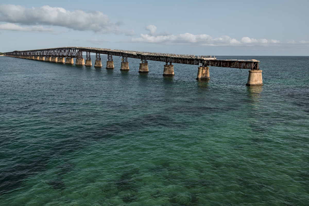 flagler's folly, lost track #72, usa, 2016 (built in 1912 for the railway to key west. after its bankruptcy used for the overseas highway 1938-72. they built the road on top as the deck inside the truss was too narrow for vehicules)