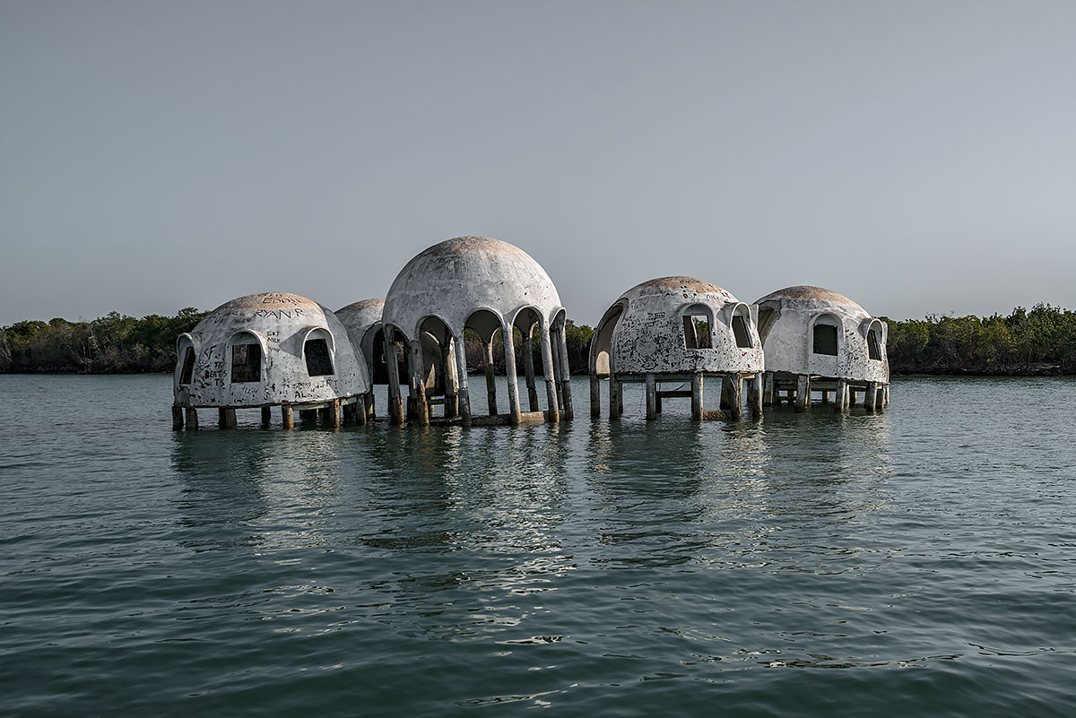 welcome to the pleasure dome, no vacancy #65, usa, 2016 (the domes used to stand on land but storms and erosion have left them in the water)