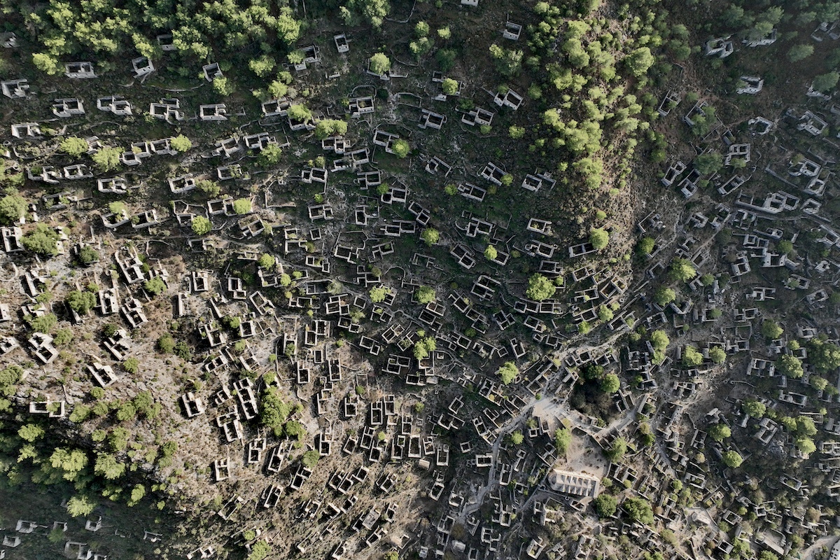 orthodox ghosts, leftscape #47, turkey, 2023 (2000y greek orthodox village. in 1915 half of the villagers were deported on death marches. after the war and population exchange 1923 muslims refused to settle because of 'ghosts')