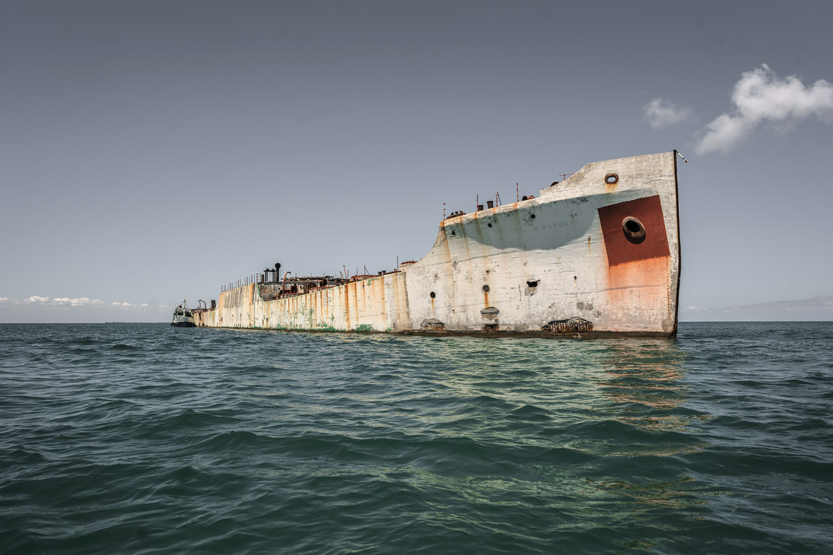 fidels prison, stranded #35, cuba, 2017 (the san pasqual was built in usa and stranded on the reef in 1933. it was later used for storage and even a prison after the revolution)