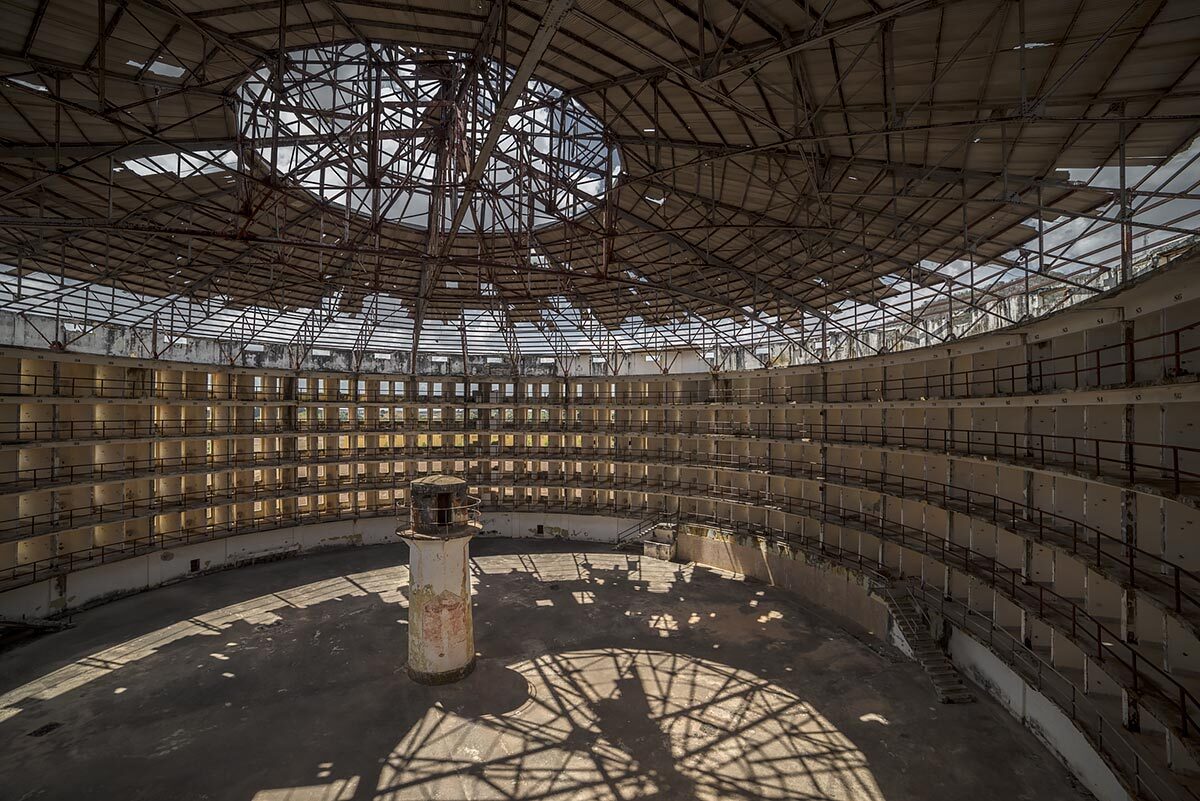 what goes around, comes around, break free #28, cuba, 2017 (from the tower the guards could look into all 492 cells, no doors and no windows, just bars for the air to circulate. the bars have been scrapped)