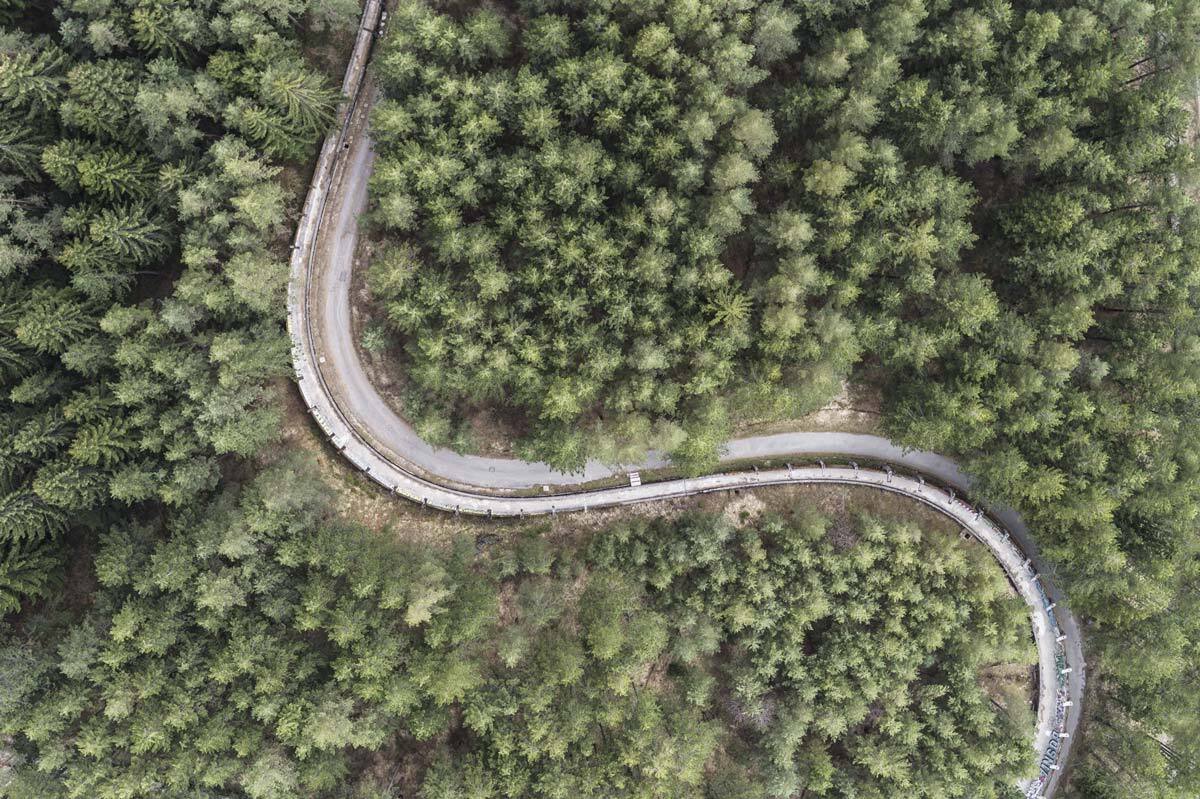 olympic spirit #45, bosnia herzegovina, 2018 (bobsleigh winter games 1984 where d. schauerhammer won double-gold for the DDR. the trees started growing after the war)