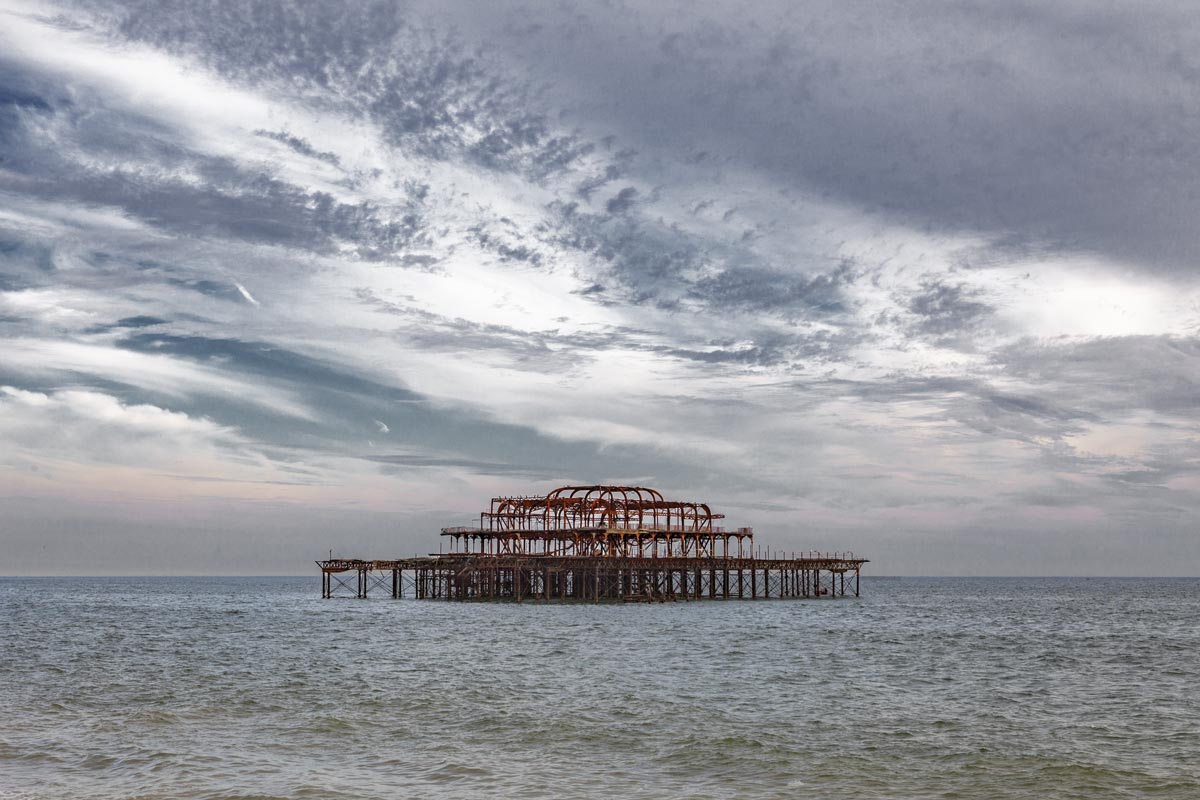 it was a pleasure #28, uk, 2010 (west pier in brighton was a popular concert venue, built in 1866 and closed in 1975. 2 fires in 2003 by arsonists destroyed it)