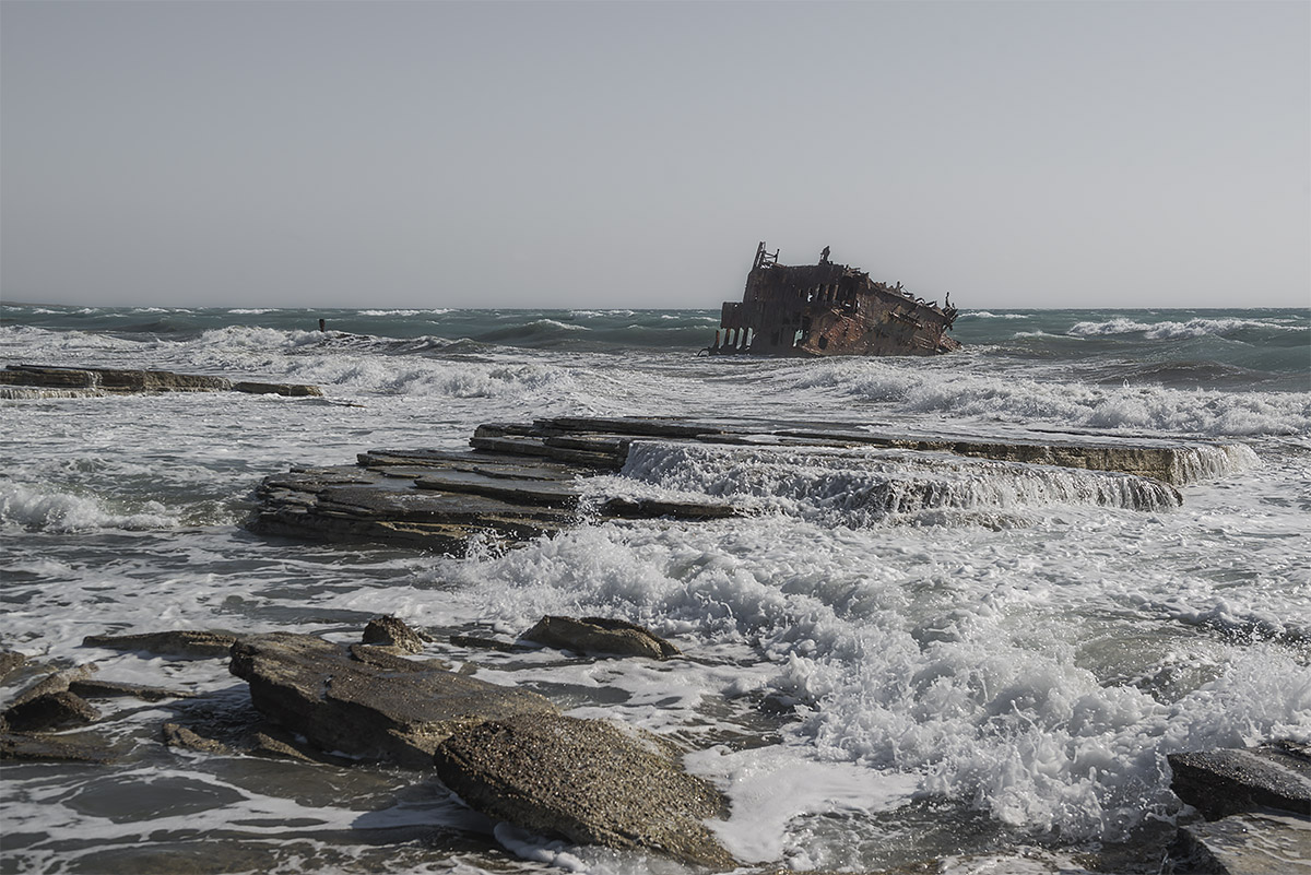 stranded #20, cyprus, 2015 (the 'three stars' is resting here since 1967, when a fire and storm stranded the cargo ship. all survived)